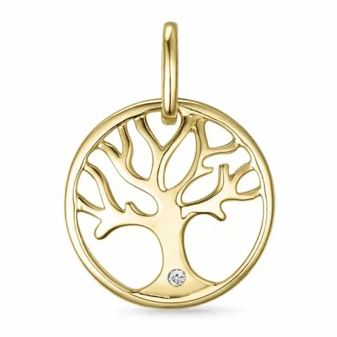 boom van het leven diamant hanger in 9 caraat goud 0,01 ct