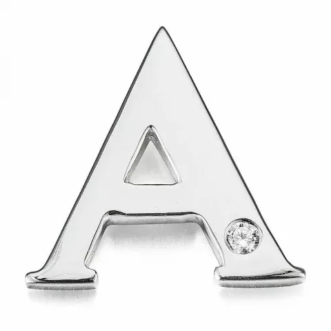 Letter a diamant hanger in 9 caraat witgoud 0,01 ct