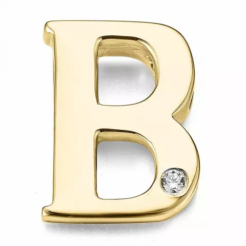 Letter b diamant hanger in 9 caraat goud 0,01 ct