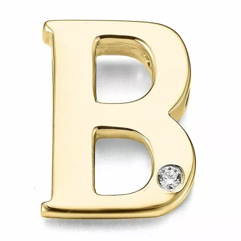 Letter b diamant hanger in 9 caraat goud 0,01 ct