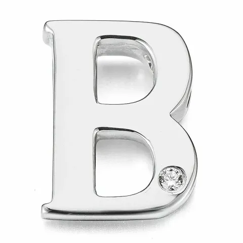 Letter b diamant hanger in 9 caraat witgoud 0,01 ct