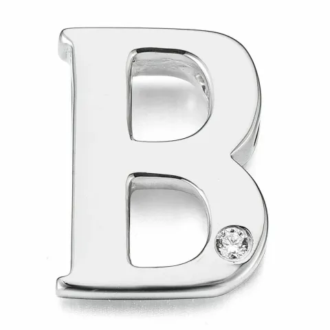 testsieraad letter b diamant hanger in 9 caraat witgoud 0,01 ct