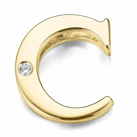 Letter c diamant hanger in 9 caraat goud 0,01 ct