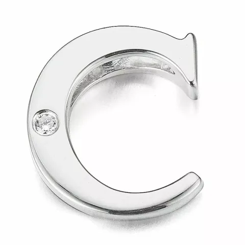 Letter c diamant hanger in 9 caraat witgoud 0,01 ct