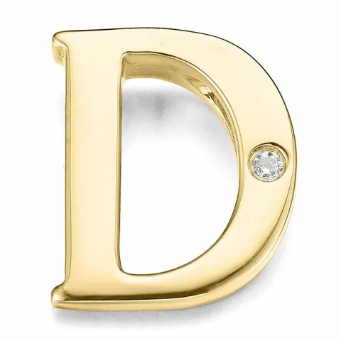 Letter d diamant hanger in 9 caraat goud 0,01 ct