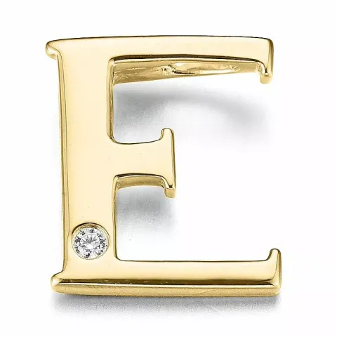 Letter e diamant hanger in 9 caraat goud 0,01 ct