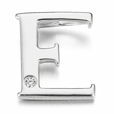 Letter e diamant hanger in 9 caraat witgoud 0,01 ct