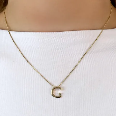 Letter g diamant hanger in 9 caraat goud 0,01 ct