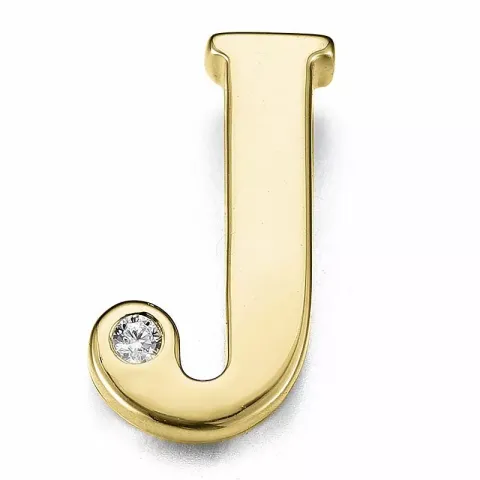 Letter j diamant hanger in 9 caraat goud 0,01 ct