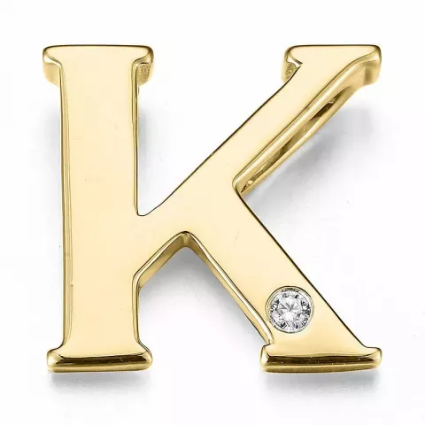 Letter k diamant hanger in 9 caraat goud 0,01 ct