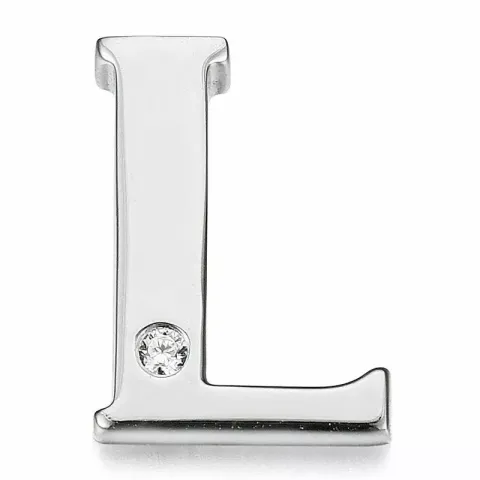 Letter l diamant hanger in 9 caraat witgoud 0,01 ct