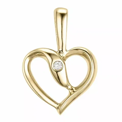 Hart hanger in 9 caraat goud 0,008 ct