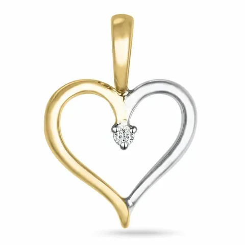 hart diamant hanger in 9 caraat goud-en witgoud 0,01 ct