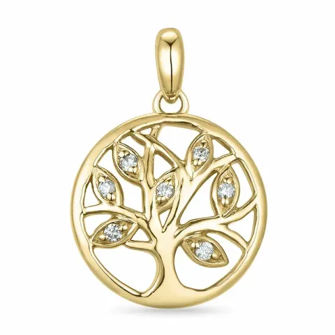 boom van het leven diamant hanger in 9 caraat goud 0,05 ct