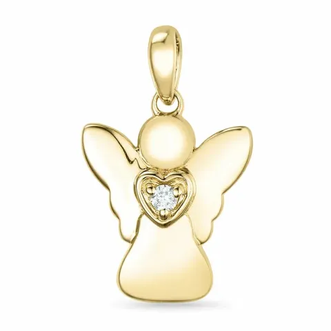 engel diamant hanger in 9 caraat goud 0,02 ct