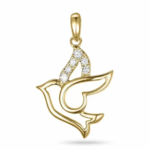 vogel diamant hanger in 9 caraat goud 0,06 ct