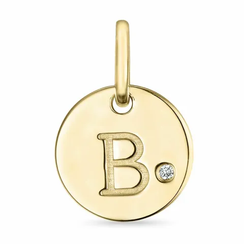 letter b diamant hanger in 9 caraat goud 0,01 ct