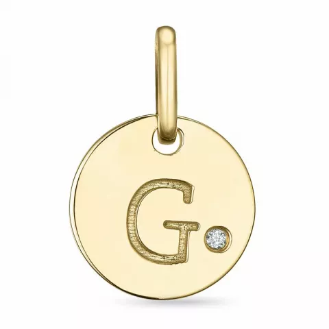 letter g diamant hanger in 9 caraat goud 0,01 ct