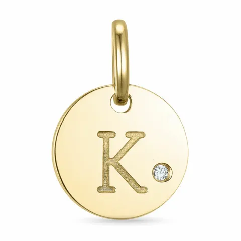 letter k diamant hanger in 9 caraat goud 0,01 ct