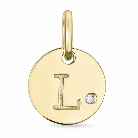 letter l diamant hanger in 9 caraat goud 0,01 ct