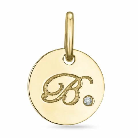 letter b diamant hanger in 9 caraat goud 0,01 ct