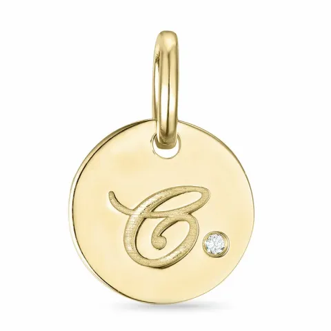 letter c diamant hanger in 9 caraat goud 0,01 ct