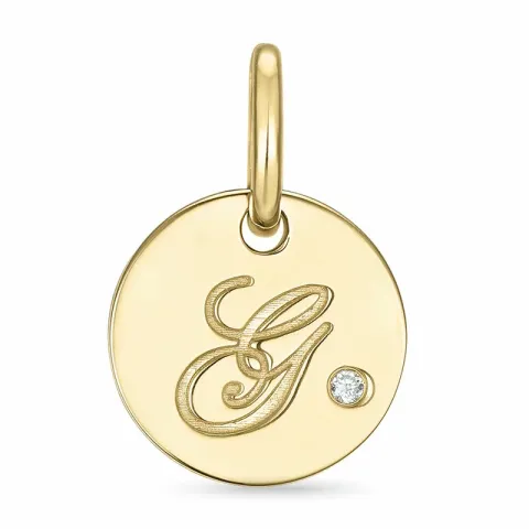 letter g diamant hanger in 9 caraat goud 0,01 ct