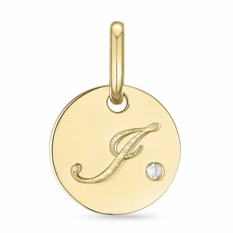 letter i diamant hanger in 9 caraat goud 0,01 ct