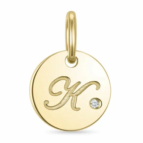 letter k diamant hanger in 9 caraat goud 0,01 ct