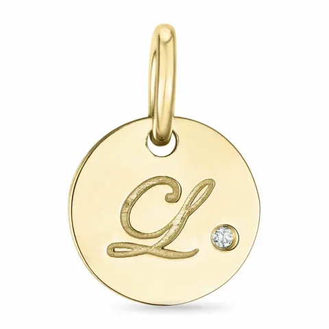 letter l diamant hanger in 9 caraat goud 0,01 ct