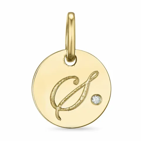 letter s diamant hanger in 9 caraat goud 0,01 ct