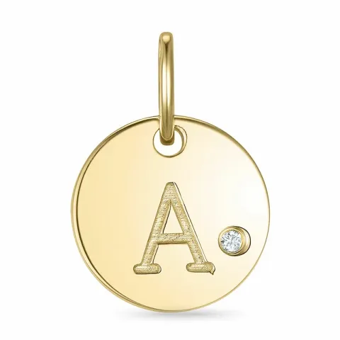 letter a diamant hanger in 9 caraat goud 0,01 ct