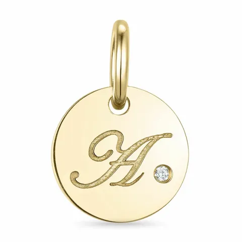 letter a diamant hanger in 9 caraat goud 0,01 ct