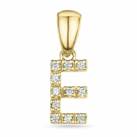 letter e diamant hanger in 9 caraat goud 0,071 ct