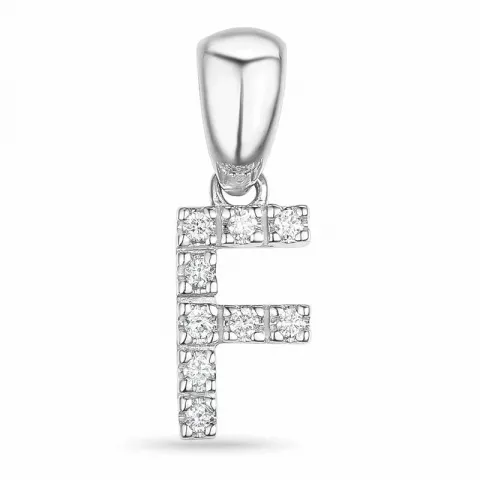 letter f diamant hanger in 9 caraat witgoud 0,061 ct
