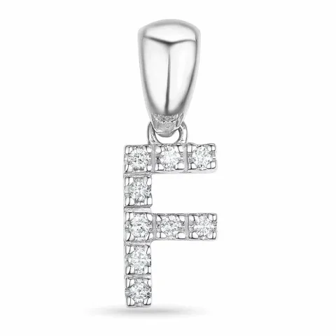 letter f diamant hanger in 9 caraat witgoud 0,061 ct