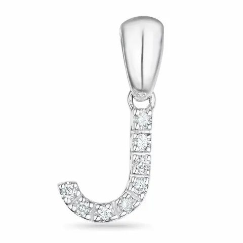 letter j diamant hanger in 9 caraat witgoud 0,071 ct