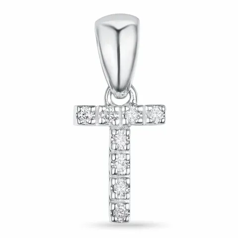 letter t diamant hanger in 9 caraat witgoud 0,051 ct