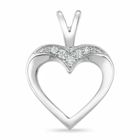 hart diamant hanger in 9 caraat witgoud 0,05 ct