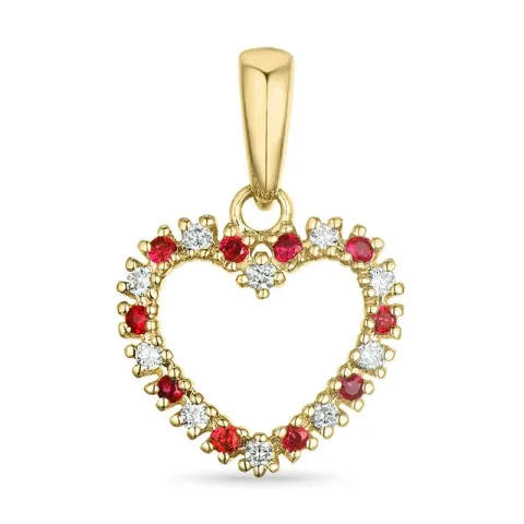 hart robijn diamanten hanger in 9 caraat goud 0,08 ct 0,09 ct