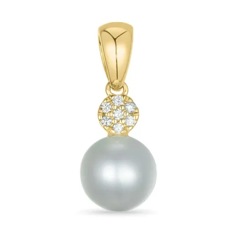 parel diamanten hanger in 9 caraat goud 0,04 ct