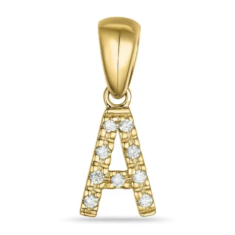letter a diamant hanger in 9 caraat goud 0,05 ct