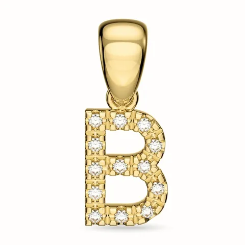 letter b diamant hanger in 9 caraat goud 0,08 ct