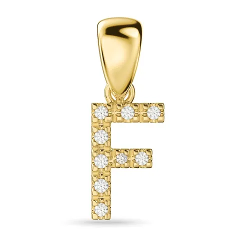 letter f diamant hanger in 9 caraat goud 0,06 ct