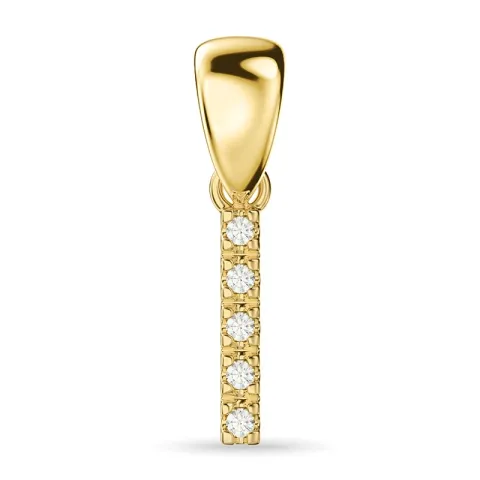 letter i diamant hanger in 9 caraat goud 0,04 ct