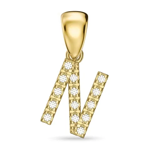 letter n diamant hanger in 9 caraat goud 0,08 ct