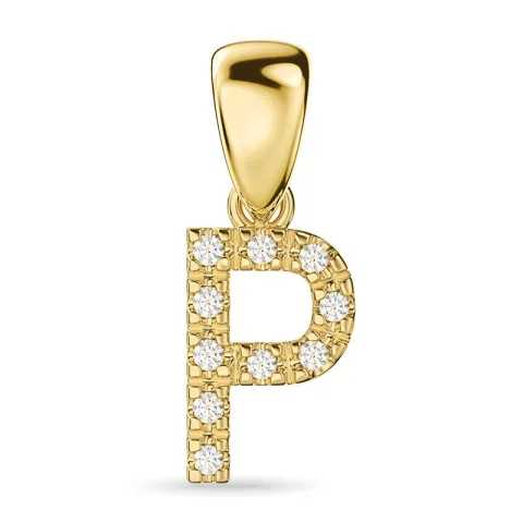 letter p diamant hanger in 9 caraat goud 0,06 ct