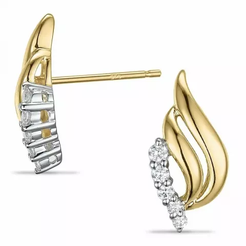 Diamant oorbellen in 9 karaat goud en witgoud met diamanten 