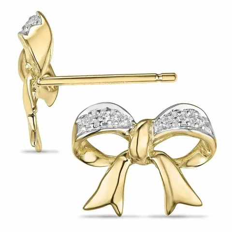 strikje diamant oorsteker in 9 karaat goud en witgoud met diamant