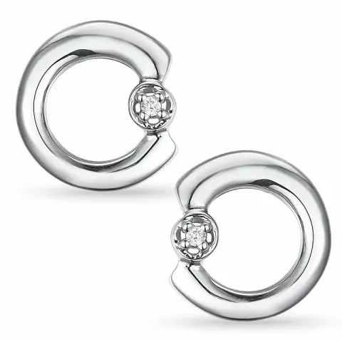 Diamant oorbellen in 9 karaat witgoud met diamanten 